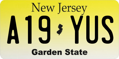 NJ license plate A19YUS