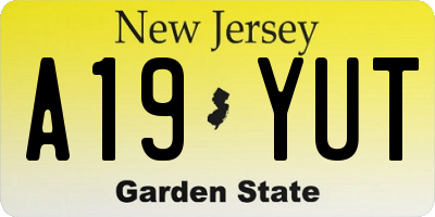 NJ license plate A19YUT