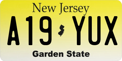 NJ license plate A19YUX