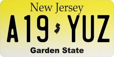 NJ license plate A19YUZ