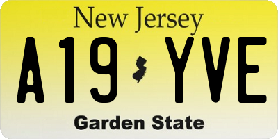 NJ license plate A19YVE