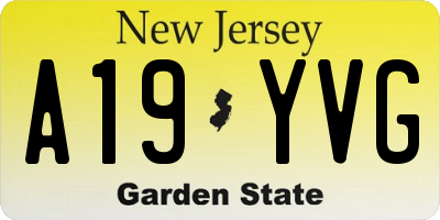 NJ license plate A19YVG