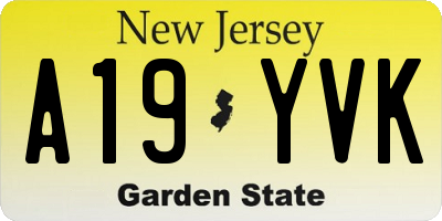 NJ license plate A19YVK