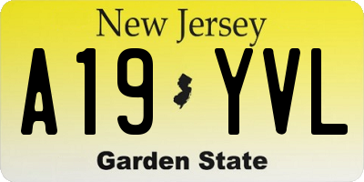 NJ license plate A19YVL