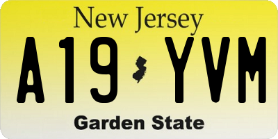 NJ license plate A19YVM