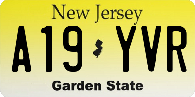 NJ license plate A19YVR