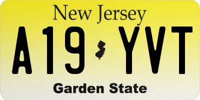 NJ license plate A19YVT