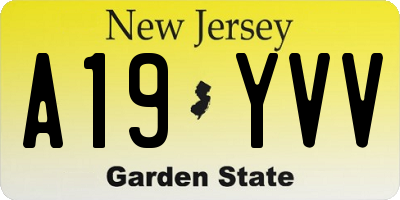 NJ license plate A19YVV