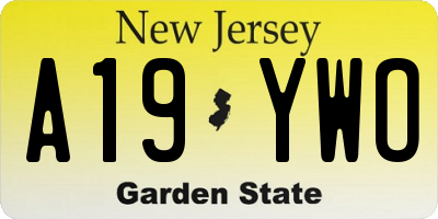 NJ license plate A19YWO
