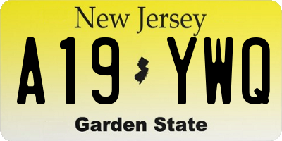 NJ license plate A19YWQ