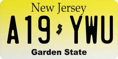 NJ license plate A19YWU