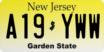 NJ license plate A19YWW