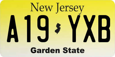 NJ license plate A19YXB