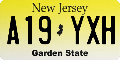 NJ license plate A19YXH