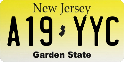 NJ license plate A19YYC