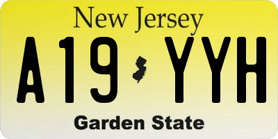 NJ license plate A19YYH