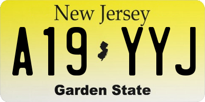 NJ license plate A19YYJ