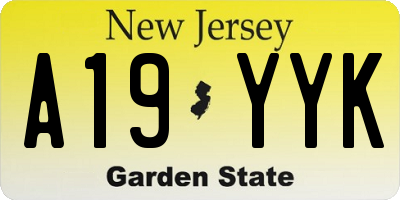 NJ license plate A19YYK