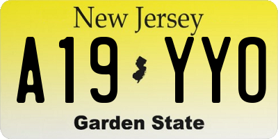 NJ license plate A19YYO