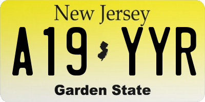 NJ license plate A19YYR