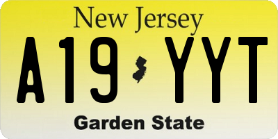 NJ license plate A19YYT