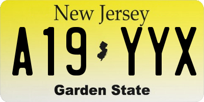 NJ license plate A19YYX