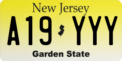 NJ license plate A19YYY