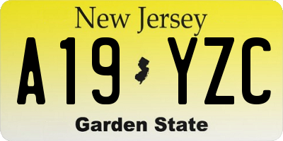 NJ license plate A19YZC