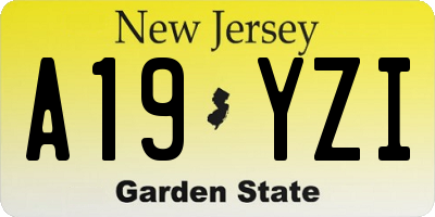 NJ license plate A19YZI