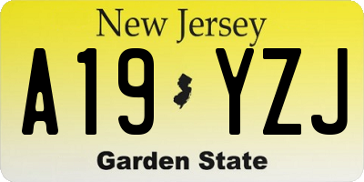 NJ license plate A19YZJ