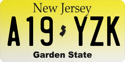 NJ license plate A19YZK