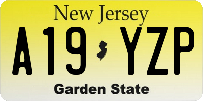 NJ license plate A19YZP