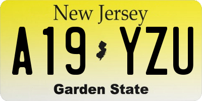 NJ license plate A19YZU