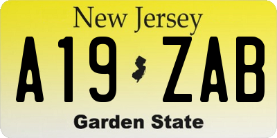 NJ license plate A19ZAB