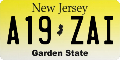 NJ license plate A19ZAI