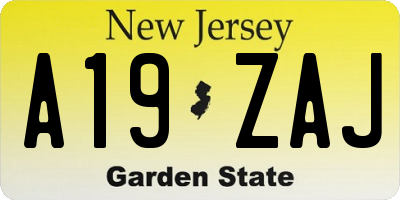 NJ license plate A19ZAJ