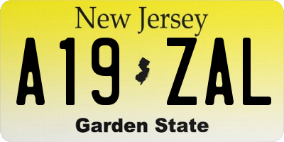 NJ license plate A19ZAL