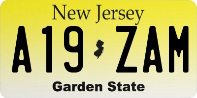 NJ license plate A19ZAM