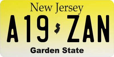 NJ license plate A19ZAN