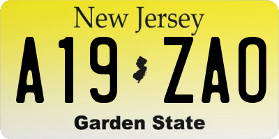NJ license plate A19ZAO