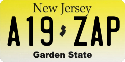 NJ license plate A19ZAP
