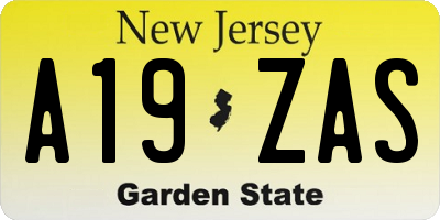 NJ license plate A19ZAS