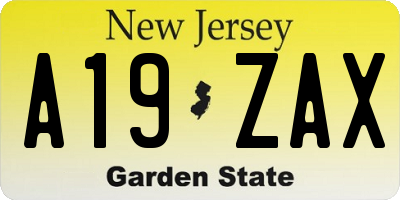 NJ license plate A19ZAX