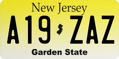 NJ license plate A19ZAZ