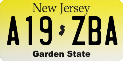 NJ license plate A19ZBA