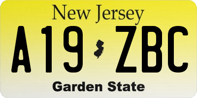 NJ license plate A19ZBC