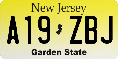 NJ license plate A19ZBJ