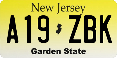NJ license plate A19ZBK