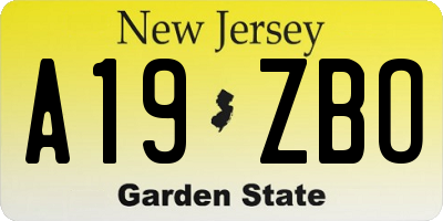 NJ license plate A19ZBO