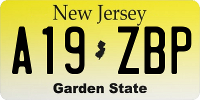 NJ license plate A19ZBP